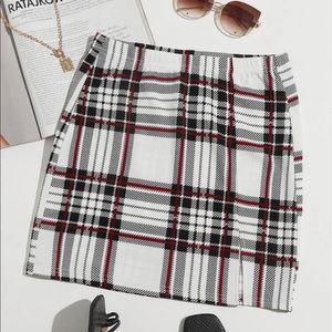 Tartan Slit Hem Skirt